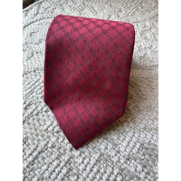 Brooks Brothers Makers Silk Red Square Geometric Pattern Neck Tie‎ 3.5” - Picture 1 of 5